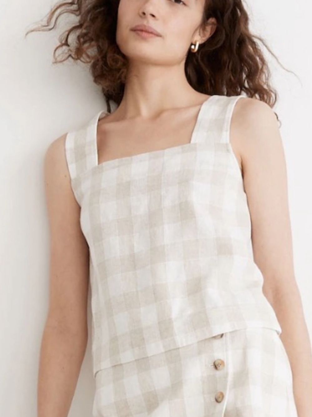MADEWELL Boxy Square Neck Plaid Cropped Tank Top
